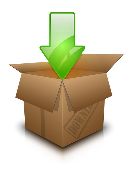 download icon with green arrow - Vektor, obrázek