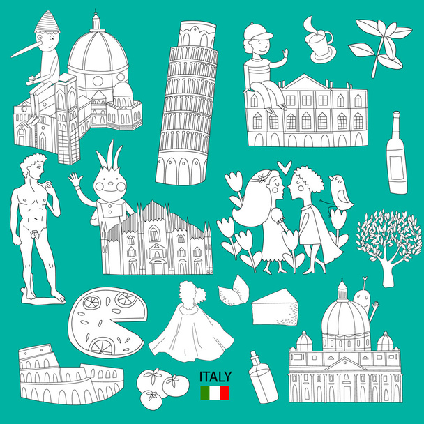 イタリアの観光スポットのセット - ベクター画像