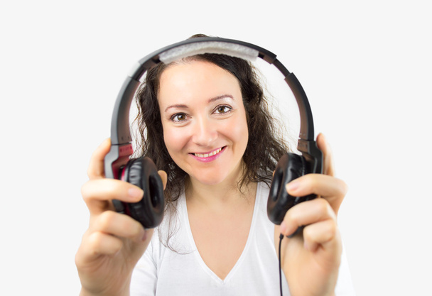 Happy woman listening to music - Zdjęcie, obraz