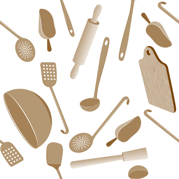 utensílios de cozinha sem costura padrão - Vetor, Imagem