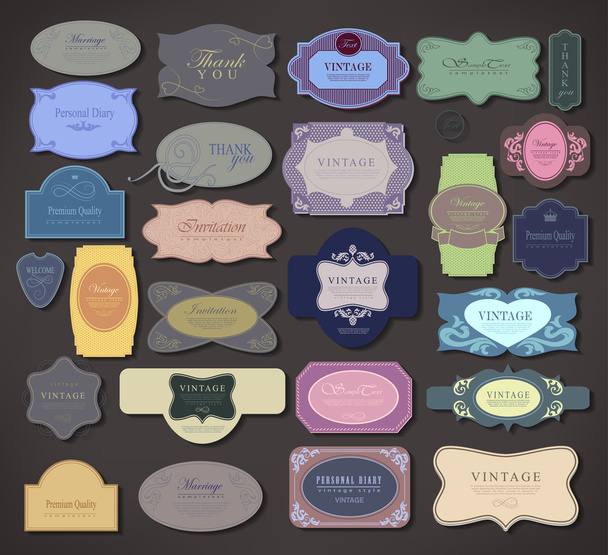set retro vintage ribbons and label - Vector, Image