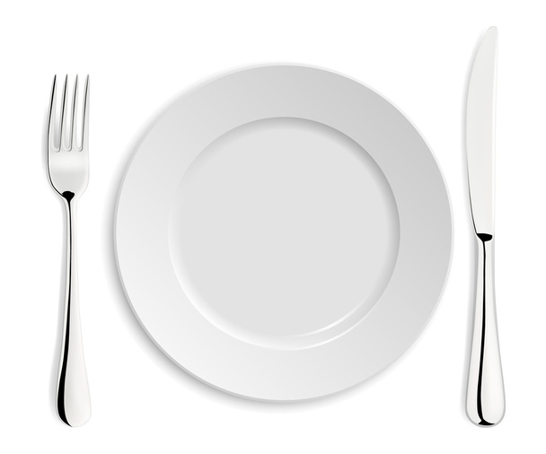 Empty plate with knife and fork.  - Vetor, Imagem