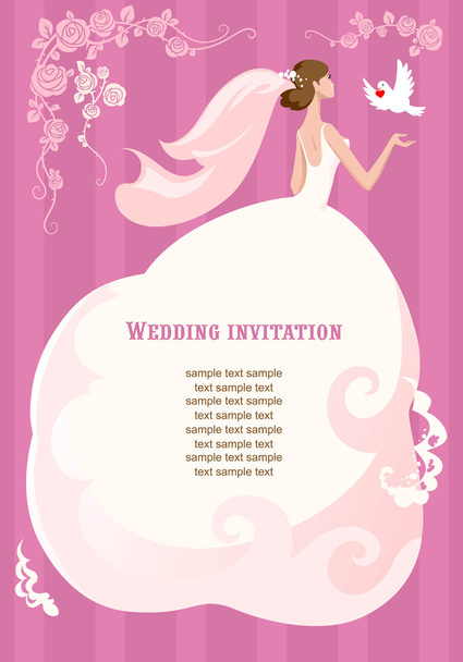 Bride with dove on  background - Vector, Image