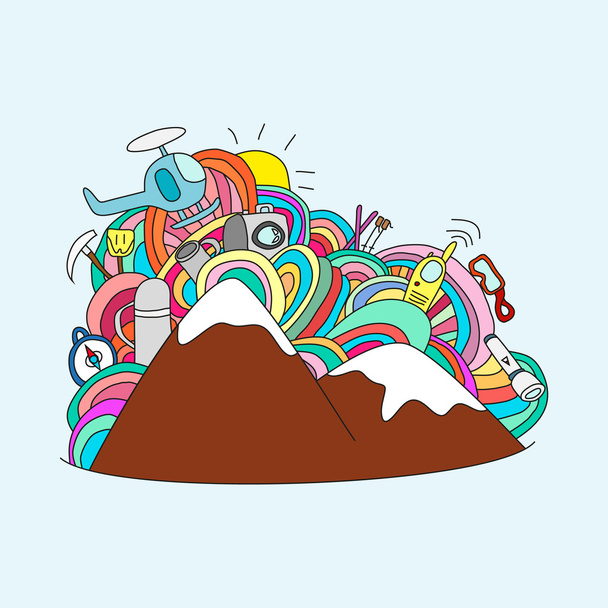 Modèle abstrait doodle avec des objets pour les vacances de ski
 - Vecteur, image