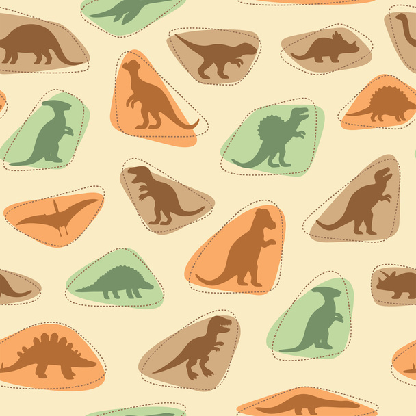dinosaur,animal illustration, retro pattern background - Vector, Image