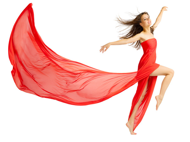 Young girl in red cloth - Φωτογραφία, εικόνα