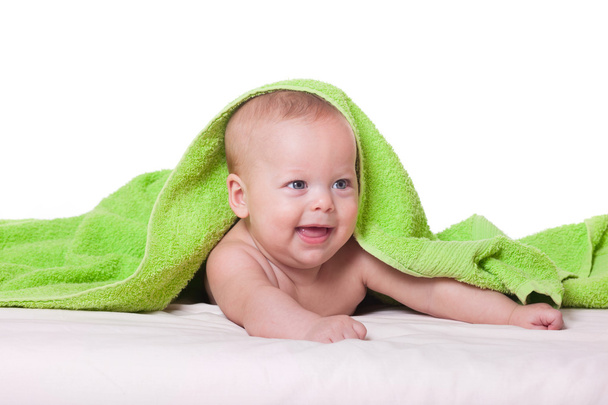 Cute happy baby in towel - Φωτογραφία, εικόνα