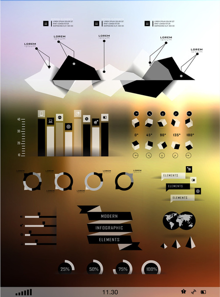 Set elements of infographics on blur background - Vektor, kép