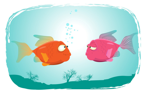 Fishes In Love - Vector, Image