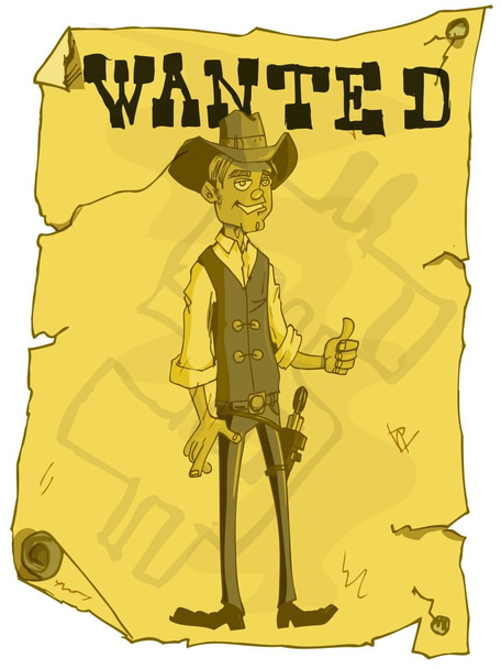 Cartel de dibujos animados de un vaquero
 - Vector, Imagen
