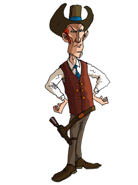 kowbojem kreskówka z pasa pistolet i kowbojski kapelusz - Wektor, obraz
