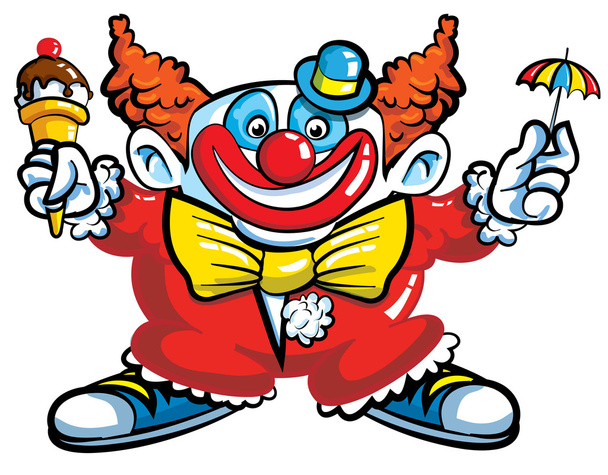 Cartoon clown met paraplu - Vector, afbeelding