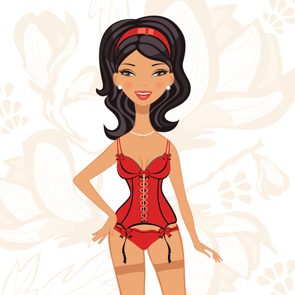Sexy beautiful woman in lingerie - Vector, afbeelding