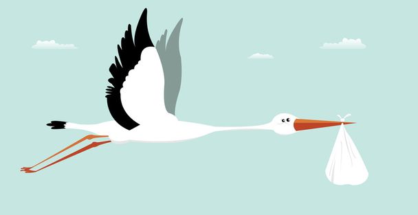 Stork Delivering Baby - It - Vector, Image