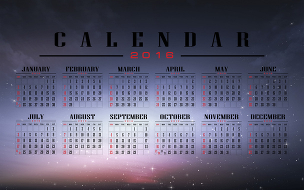 Kalender 2016 mit Nachthimmel - Foto, Bild