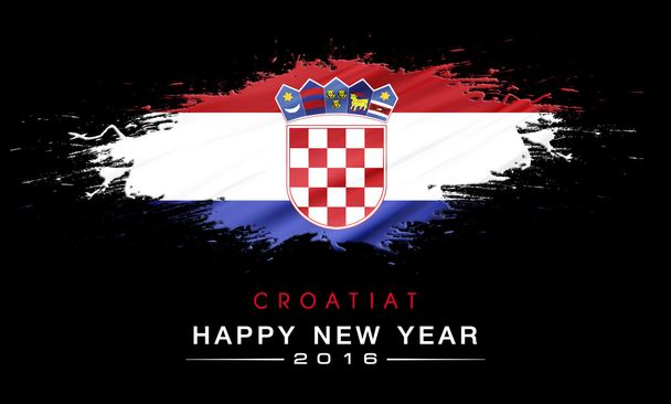 Frohes neues Jahr mit Spritzern kroatischer Flagge Hintergrund - Foto, Bild