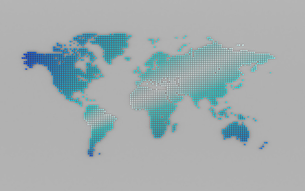 Abstrakte Computergrafik Weltkarte der blauen runden Punkte - Foto, Bild