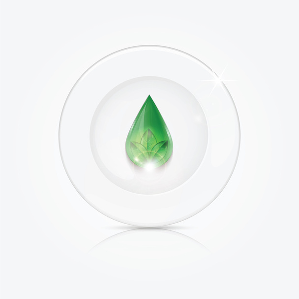 Чистые блюда и зеленая капля
 - Вектор,изображение