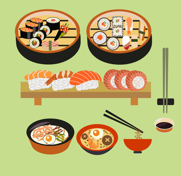 Vector food background- Japanese food  - Vetor, Imagem