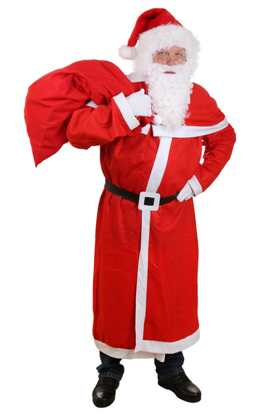 Santa Claus with bag for Christmas gifts isolated - Photo, Image