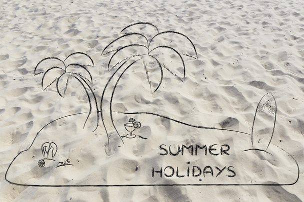Desert Island with text Summer Holidays - Foto, imagen