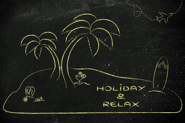Desert Island with text Holiday & Relax - Foto, imagen