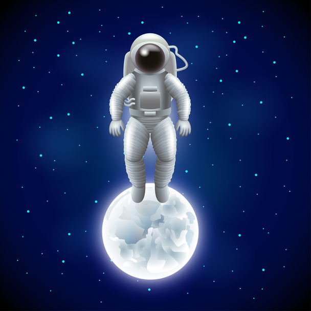 Astronauta y luna en el espacio vector de fondo
 - Vector, Imagen