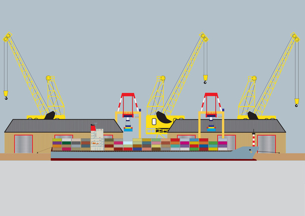Πλοίο εμπορευματοκιβωτίων - Διάνυσμα, εικόνα