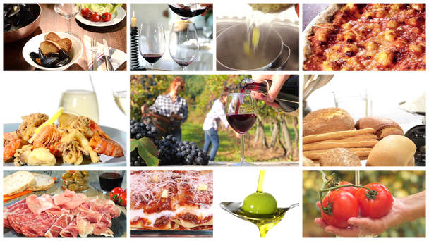 Olasz élelmiszer montázs - Felvétel, videó