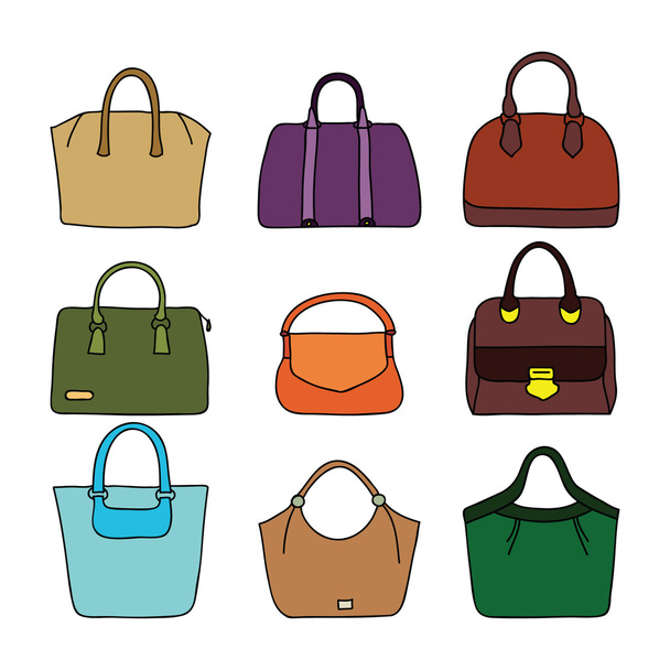 Bright handbags set. - Vector, Image