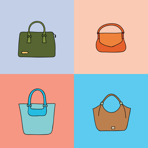 Bright handbags set. - Vector, afbeelding