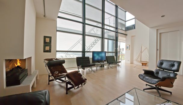 Living room με τζάκι - Φωτογραφία, εικόνα