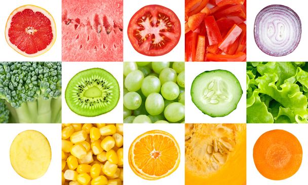 Collection with color fruits and vegetables - Photo, Image