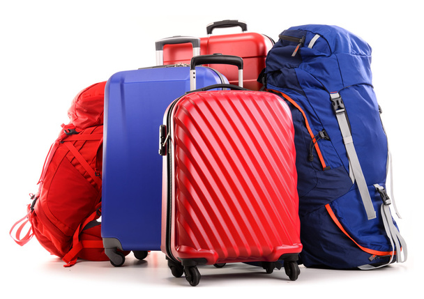 Suitcases and rucksacks isolated on white - Photo, Image