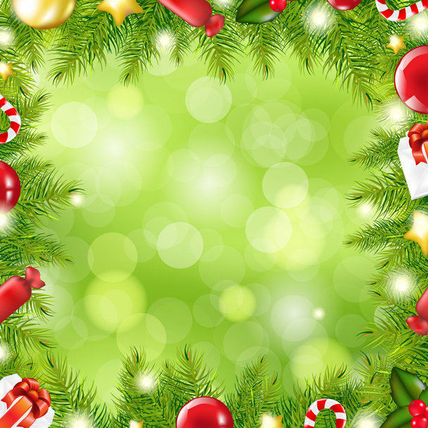 Christmas Tree Border With Blur - Vector, Imagen