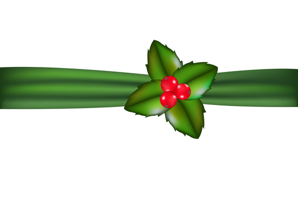Ribbon And Holly Berry - Διάνυσμα, εικόνα