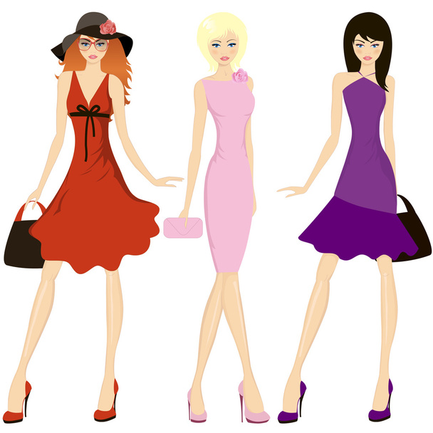 Tres mujeres de moda
 - Vector, Imagen