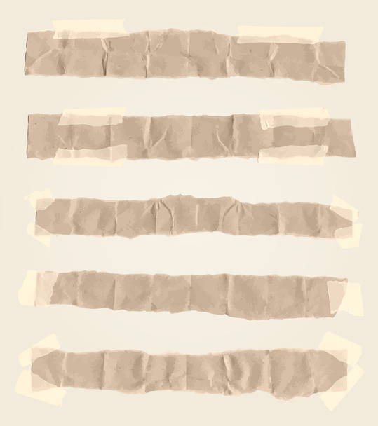 Set of various torn note papers with adhesive, sticky tape - Vector, Image