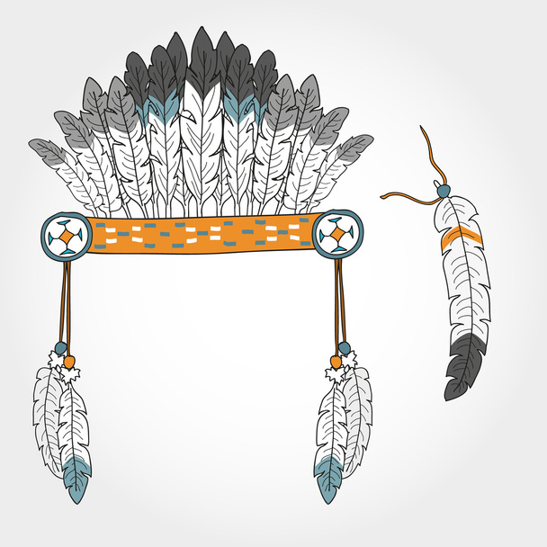 Native American indian headdress - Vector, Image
