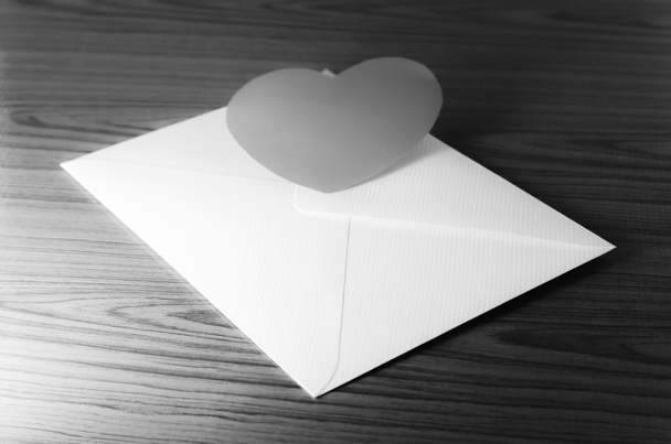 heart with envelope black and white color tone style - Foto, Imagem