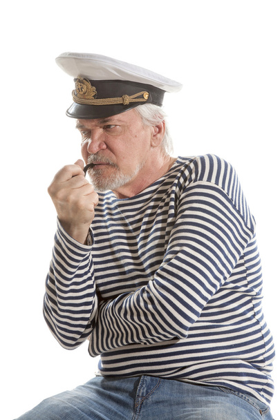 Stary żeglarz pali fajki - Zdjęcie, obraz