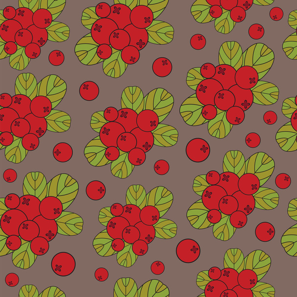 Stylized cranberries on a brown background - Vector, afbeelding