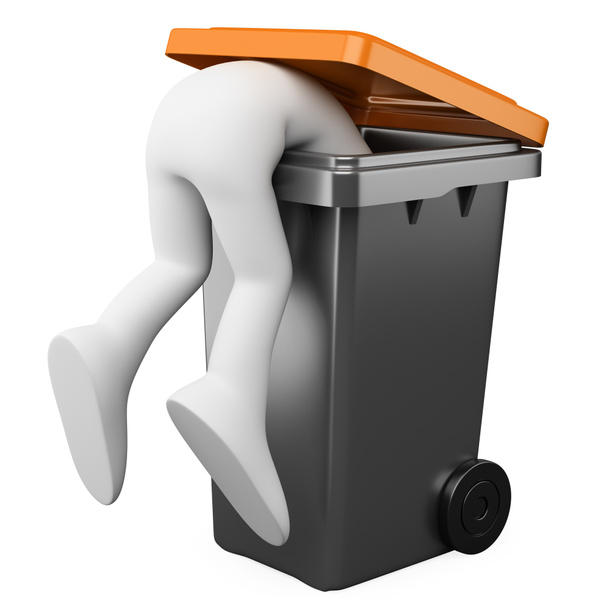 3D person looking for something in a bin - Photo, Image
