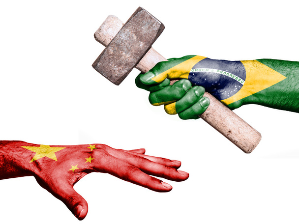 Brazil hitting China with a heavy hammer - Fotoğraf, Görsel