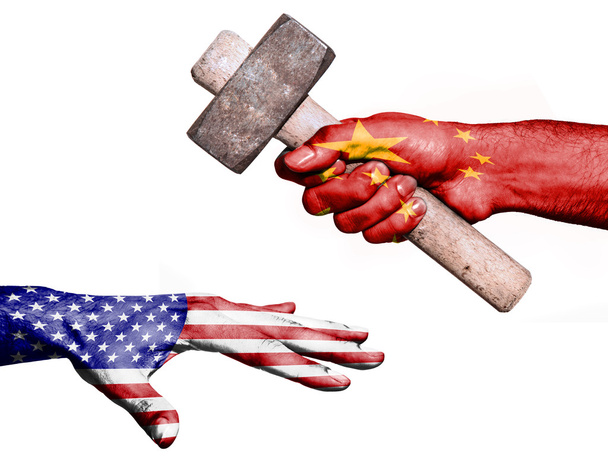 China hitting United States with a heavy hammer - Photo, Image