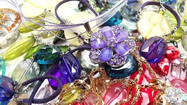 crystals beads jewellery as fashion background - Footage, Video