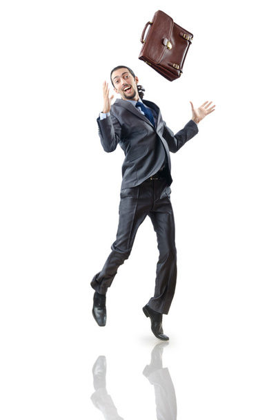 Businessman jumping on white - Valokuva, kuva