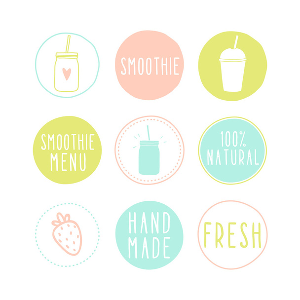 Set of different smoothie labels.  - Vector, imagen
