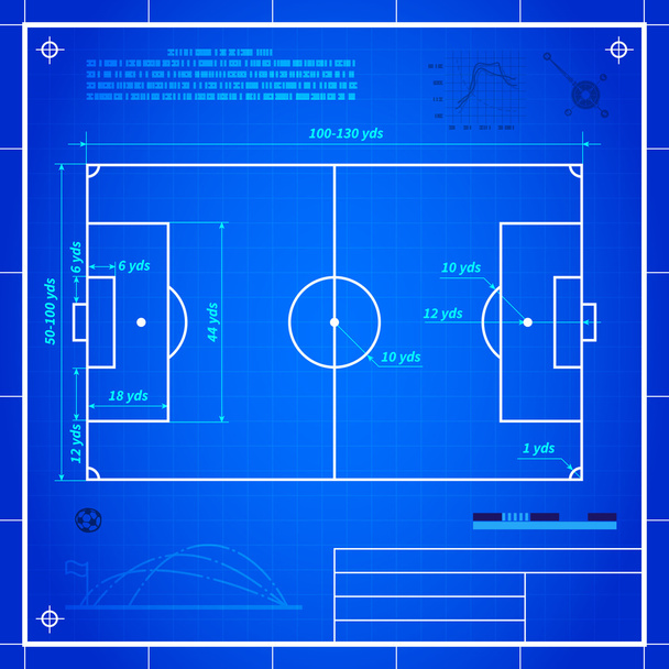 Klasický fotbal fotbalové hřiště měření - Vektor, obrázek