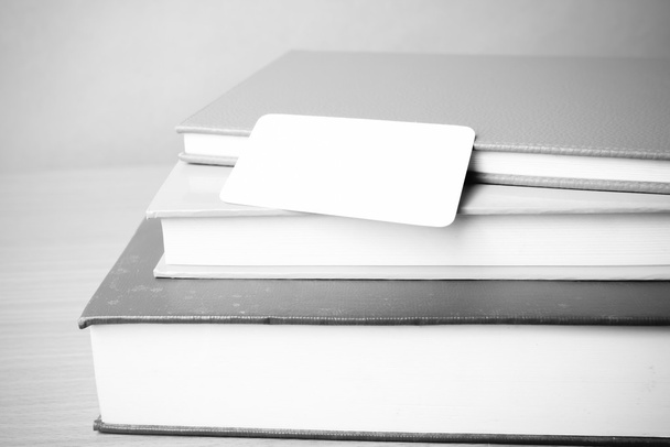 stack of book and business card black and white color tone style - 写真・画像